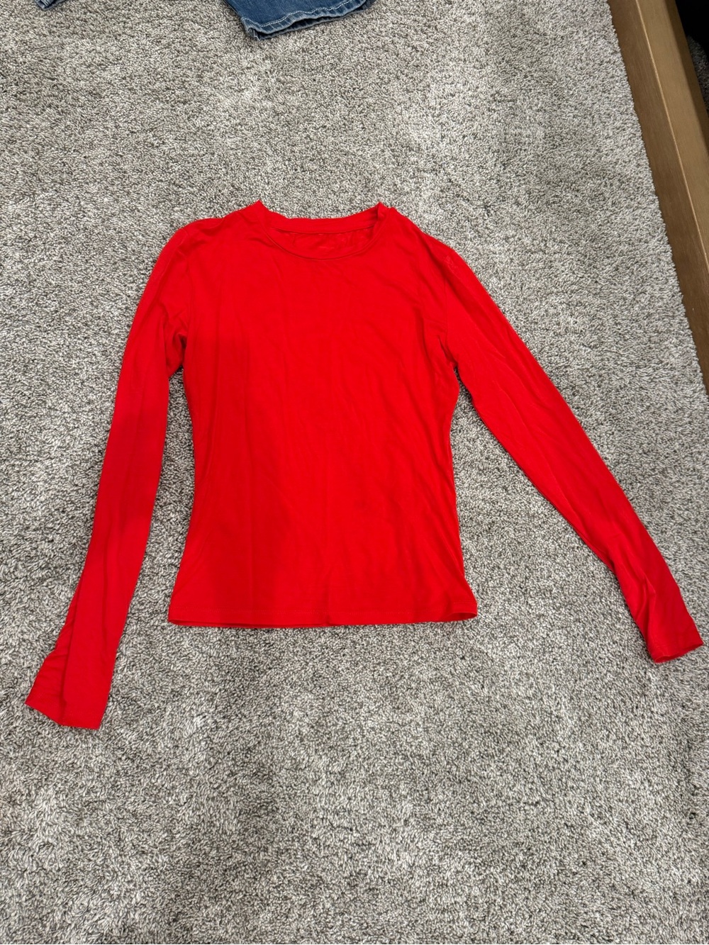 Red Long-Sleeve Crewneck Top